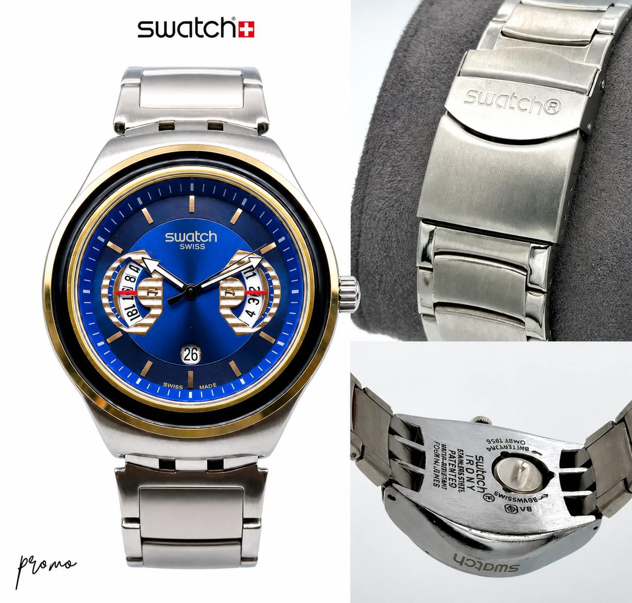 Swatch AG2026 BLUE GOLD – Retro-Futuristic Swiss Design